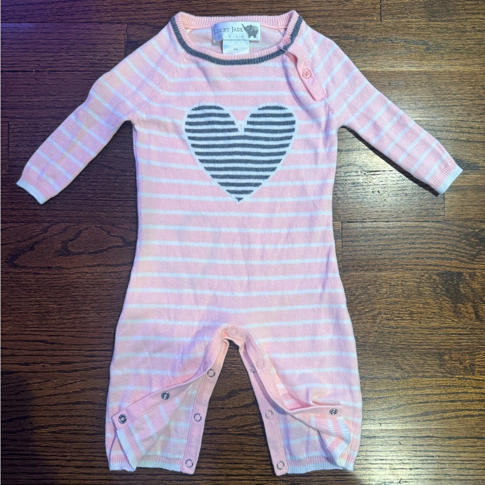 EUC Lucky Jade cotton/cashmere footless onesie!